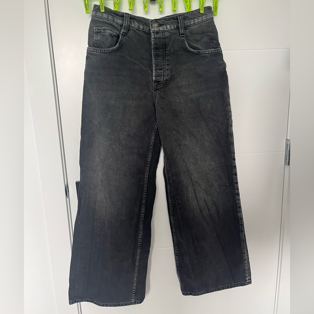 Free people cropped Black Wide-Leg Jeans